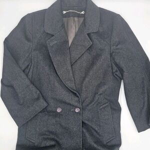 Riee Coat Company Women's Charcoal Gray Wool Blend Long Overcoat Made‎ in USA...